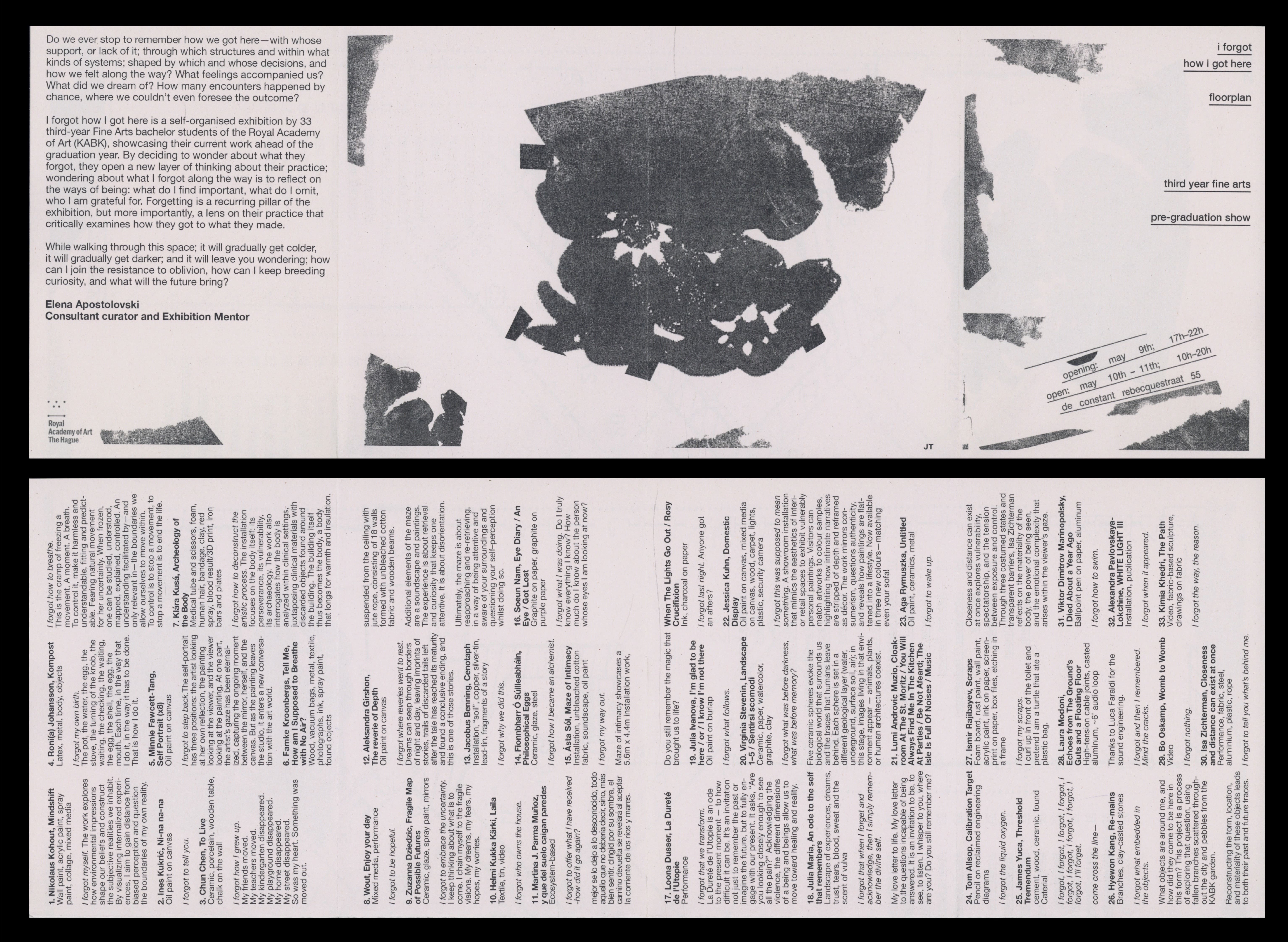 I Forgot How I Got Here exhibition flyer